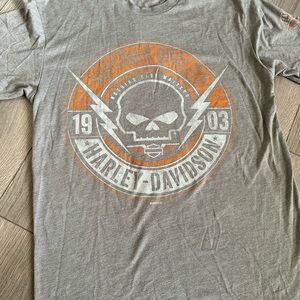 Harley-Davidson Gray and Orange Skull T-Shirt
